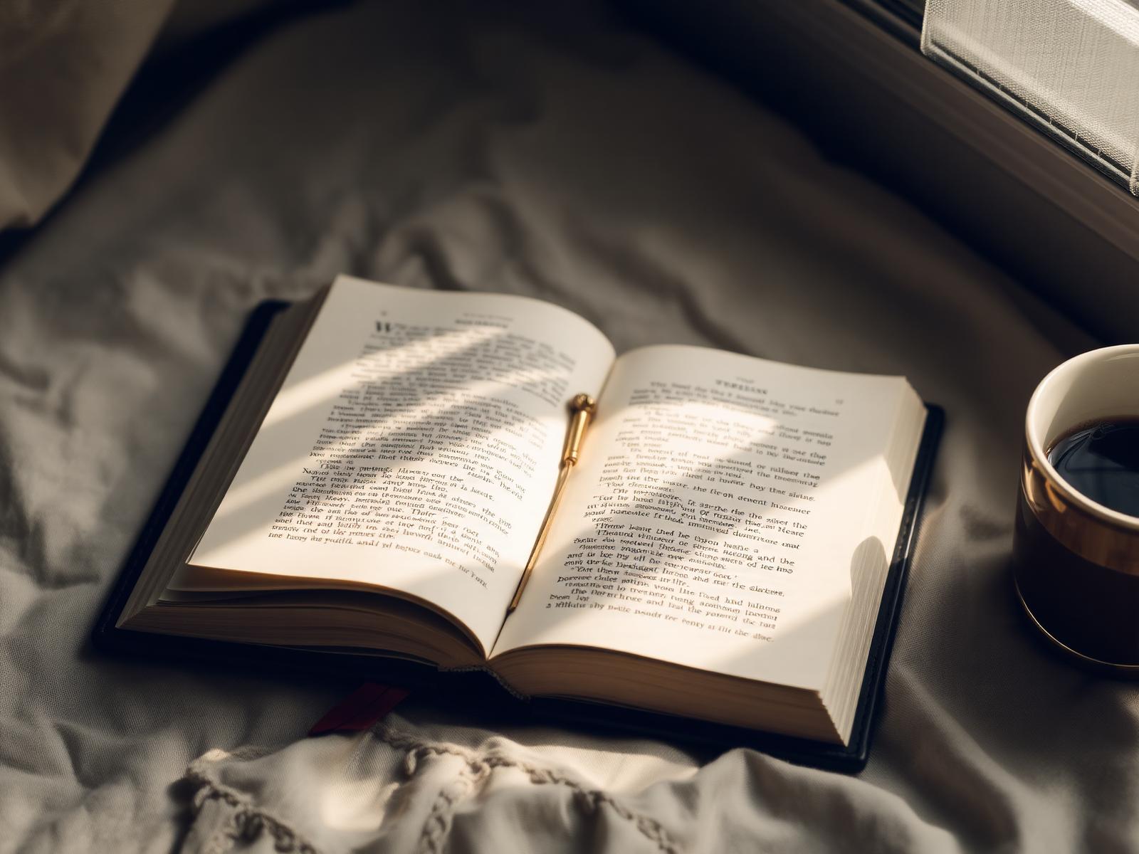 Buku terbuka di atas linen — ruang untuk melihat sesuatu dengan lebih jelas